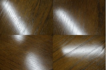 中古　美品　クラッシックデザイン　天板のパーケットリー模様が映えるエクステンションダイニングテーブル　(R-084472)