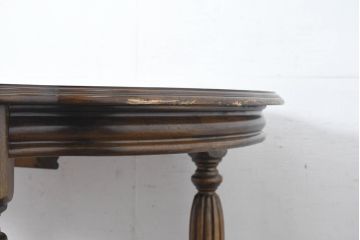 中古　美品　クラッシックデザイン　天板のパーケットリー模様が映えるエクステンションダイニングテーブル　(R-084472)