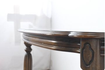 中古　美品　クラッシックデザイン　天板のパーケットリー模様が映えるエクステンションダイニングテーブル　(R-084472)