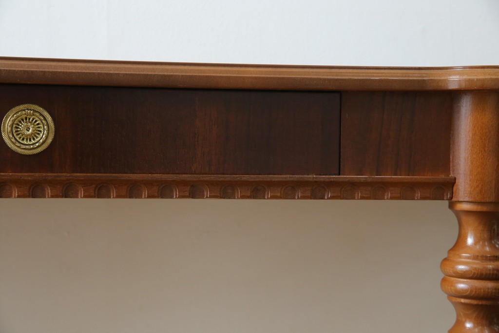 中古　美品　イタリア　象嵌入り天板　クラシカルでエレガントなデザインが素敵なコンソールテーブル　(R-084474)