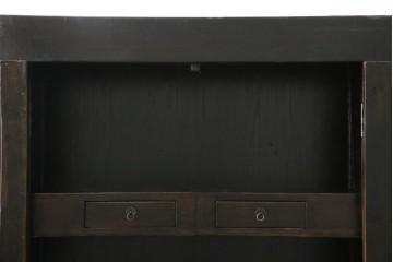 ビンテージ家具　アジアンテイスト　真鍮金具がアクセンのアンティーク調キャビネット　(R-084476)