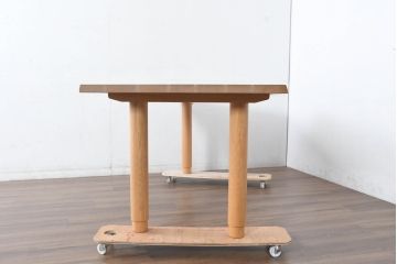 中古　CONDE HOUSE(カンディハウス)　ナラ材　ナチュラルテイストの空間づくりにおすすめ!木の温もりを感じられる無垢材のダイニングテーブル(6人掛け、食卓、作業台)(R-084478)