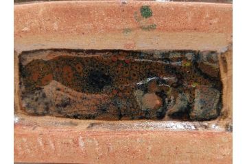 人間国宝　濱田庄司(浜田庄司)　益子焼　柿釉　丸紋　赤絵　高さ 約23cm　空間に格調高い趣を添える扁壷(花瓶、花生、花入、花器、フラワーベース、扁壺、壷、共箱付)(R-084485)