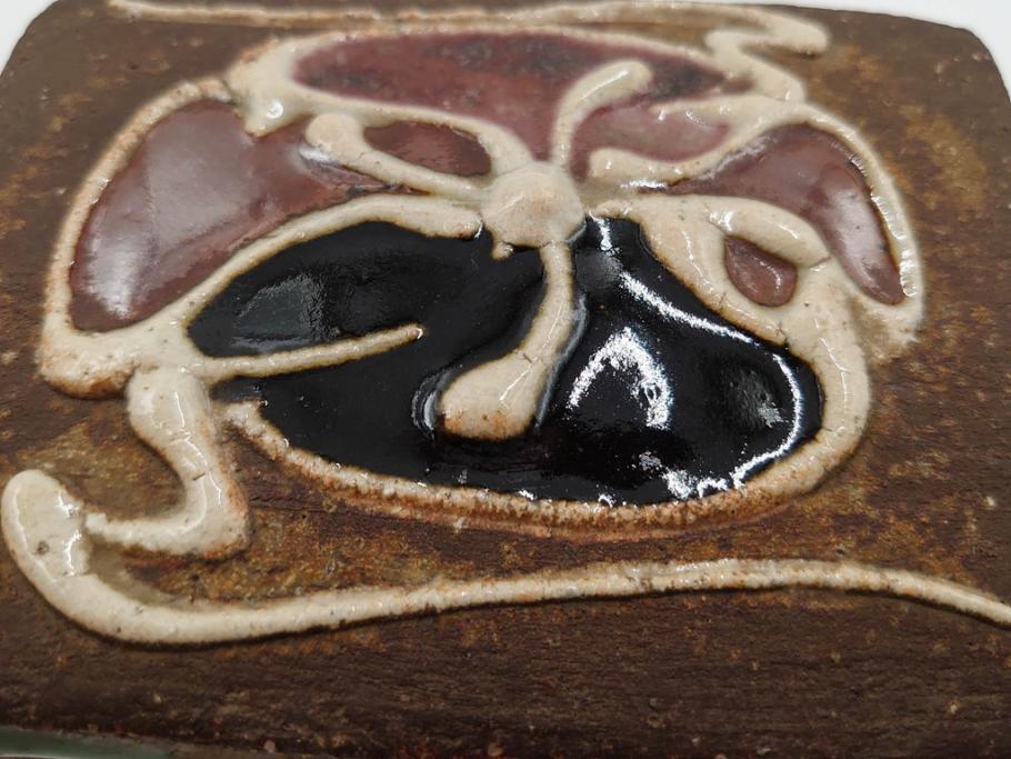 河井寛次郎　鉄釉　河井つね識箱　4.4寸　土のぬくもりと自然な色合いが調和した心安らぐ蓋物(蓋付き器、小物入れ、深鉢、深皿、和食器、陶器、四寸四分)(R-084486)