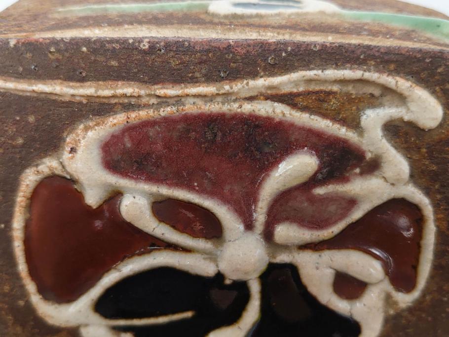 河井寛次郎　鉄釉　河井つね識箱　4.4寸　土のぬくもりと自然な色合いが調和した心安らぐ蓋物(蓋付き器、小物入れ、深鉢、深皿、和食器、陶器、四寸四分)(R-084486)