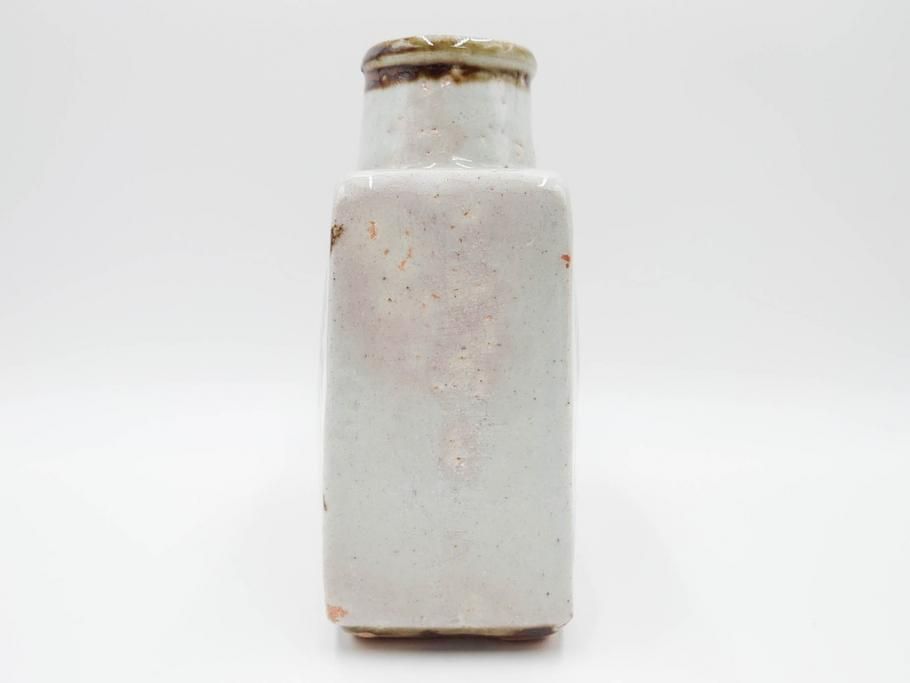 河井寛次郎　草絵　高さ 約22cm　素朴な美しさが魅力の扁壷(扁壺、花瓶、花生、花入、花器、フラワーベース、共箱付)(R-084487)