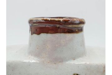 河井寛次郎　草絵　高さ 約22cm　素朴な美しさが魅力の扁壷(扁壺、花瓶、花生、花入、花器、フラワーベース、共箱付)(R-084487)