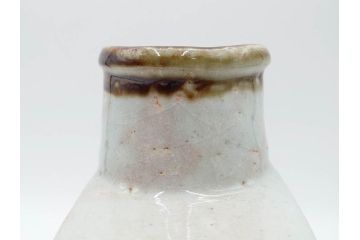 河井寛次郎　草絵　高さ 約22cm　素朴な美しさが魅力の扁壷(扁壺、花瓶、花生、花入、花器、フラワーベース、共箱付)(R-084487)