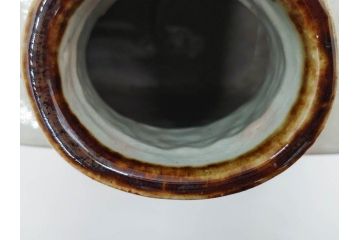 河井寛次郎　草絵　高さ 約22cm　素朴な美しさが魅力の扁壷(扁壺、花瓶、花生、花入、花器、フラワーベース、共箱付)(R-084487)