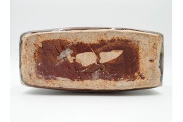 河井寛次郎　草絵　高さ 約22cm　素朴な美しさが魅力の扁壷(扁壺、花瓶、花生、花入、花器、フラワーベース、共箱付)(R-084487)