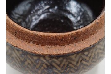 人間国宝　島岡達三　益子焼　象嵌　2.8寸　お部屋に静謐な美しさをもたらす盒子(R-084490)