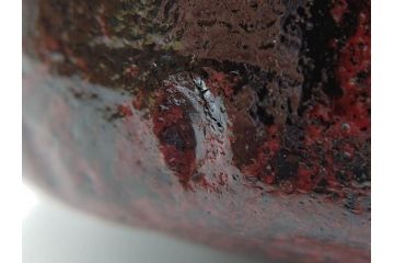 吉村楽入　黒楽　一入写　西湖　約15cm　4.8寸　土の表情が織りなす深い味わいを感じる馬盥茶碗　(R-084491)