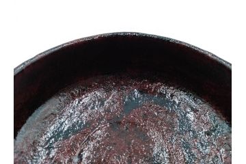 吉村楽入　黒楽　一入写　西湖　約15cm　4.8寸　土の表情が織りなす深い味わいを感じる馬盥茶碗　(R-084491)