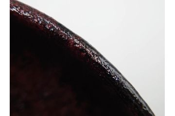 吉村楽入　黒楽　一入写　西湖　約15cm　4.8寸　土の表情が織りなす深い味わいを感じる馬盥茶碗　(R-084491)