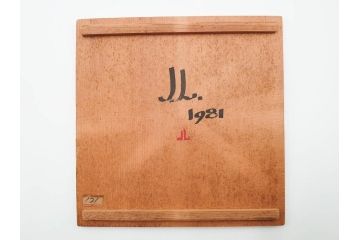 1981年作　ジャネット・リーチ(Janet Leach)　耳付花瓶　赤地白流釉　バーナード・リーチ夫人　高さ 約26cm　落ち着いた色合いとモダンなデザインが上質な雰囲気を演出する花瓶(J・L、花生、花入、花器、フラワーベース)(R-084493)