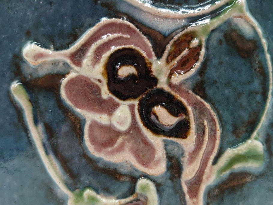 河井寛次郎　呉洲(呉須)　高さ 約24cm　堂々とした存在感と温かみを感じる花扁壷(扁壺、花瓶、花生、花入、花器、フラワーベース、共箱付)(R-084494)