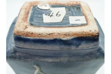 河井寛次郎　呉洲(呉須)　高さ 約24cm　堂々とした存在感と温かみを感じる花扁壷(扁壺、花瓶、花生、花入、花器、フラワーベース、共箱付)(R-084494)