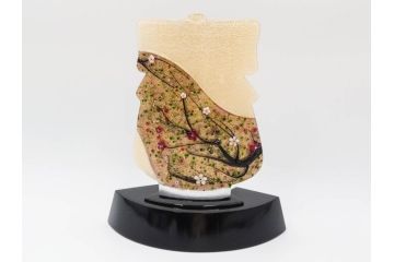 黒木国昭　金彩象嵌　光琳　着物　ガラス　高さ 約31cm　華やかで可愛らしい置物　(R-084497)