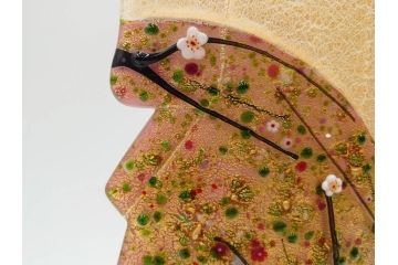 黒木国昭　金彩象嵌　光琳　着物　ガラス　高さ 約31cm　華やかで可愛らしい置物　(R-084497)