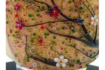 黒木国昭　金彩象嵌　光琳　着物　ガラス　高さ 約31cm　華やかで可愛らしい置物　(R-084497)