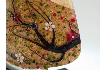 黒木国昭　金彩象嵌　光琳　着物　ガラス　高さ 約31cm　華やかで可愛らしい置物　(R-084497)