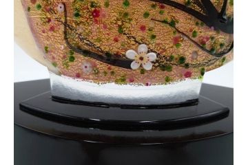 黒木国昭　金彩象嵌　光琳　着物　ガラス　高さ 約31cm　華やかで可愛らしい置物　(R-084497)