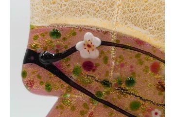 黒木国昭　金彩象嵌　光琳　着物　ガラス　高さ 約31cm　華やかで可愛らしい置物　(R-084497)