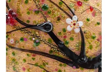 黒木国昭　金彩象嵌　光琳　着物　ガラス　高さ 約31cm　華やかで可愛らしい置物　(R-084497)