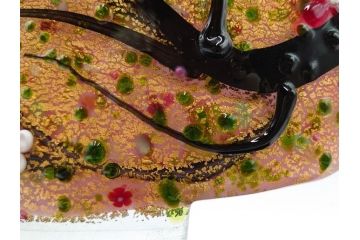 黒木国昭　金彩象嵌　光琳　着物　ガラス　高さ 約31cm　華やかで可愛らしい置物　(R-084497)