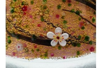 黒木国昭　金彩象嵌　光琳　着物　ガラス　高さ 約31cm　華やかで可愛らしい置物　(R-084497)