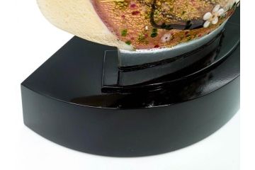 黒木国昭　金彩象嵌　光琳　着物　ガラス　高さ 約31cm　華やかで可愛らしい置物　(R-084497)