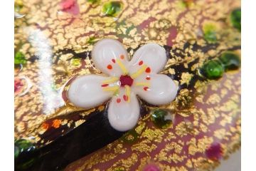 黒木国昭　金彩象嵌　光琳　着物　ガラス　高さ 約31cm　華やかで可愛らしい置物　(R-084497)