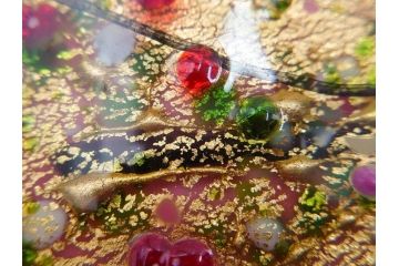 黒木国昭　金彩象嵌　光琳　着物　ガラス　高さ 約31cm　華やかで可愛らしい置物　(R-084497)