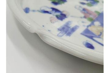 明治期　伊万里　図変わり　染付　唐子　色絵　約23cm　7.4寸　中皿5枚セット(R-084501)