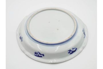 明治期　伊万里　図変わり　染付　唐子　色絵　約23cm　7.4寸　中皿5枚セット(R-084501)