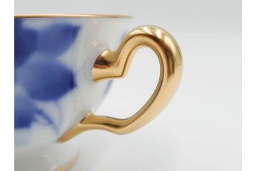 大倉陶園(OKURA、OAC)　ブルーローズ　上品な雰囲気のティーカップ&ソーサー2客セット(R-084502)