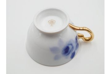 大倉陶園(OKURA、OAC)　ブルーローズ　上品な雰囲気のティーカップ&ソーサー2客セット(R-084502)