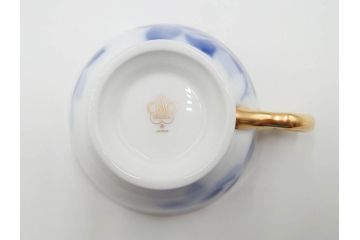 大倉陶園(OKURA、OAC)　ブルーローズ　上品な雰囲気のティーカップ&ソーサー2客セット(R-084502)