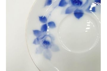 大倉陶園(OKURA、OAC)　ブルーローズ　上品な雰囲気のティーカップ&ソーサー2客セット(R-084502)