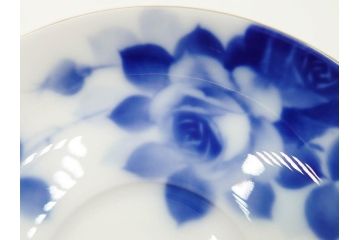 大倉陶園(OKURA、OAC)　ブルーローズ　上品な雰囲気のティーカップ&ソーサー2客セット(R-084502)