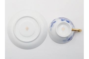 大倉陶園(OKURA、OAC)　ブルーローズ　上品な雰囲気のティーカップ&ソーサー2客セット(R-084502)