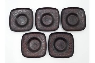 高橋重弘　総重量 約325g　和の味わいを感じる方容茶托5客セット(R-084503)