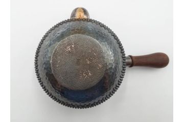 純銀　玉霰　重量 約216g　匠の技が光る急須(銀瓶、横手、煎茶、水注、茶道具、茶器、水差、水指)(R-084504)
