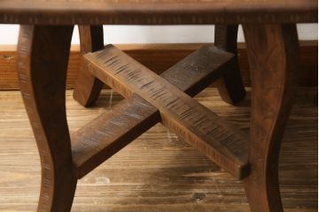 中古　美品　軽井沢彫り　桜　贅沢な総彫り仕上げのダイニングチェア(板座チェア、アームレスチェア、椅子、イス)(R-084505)