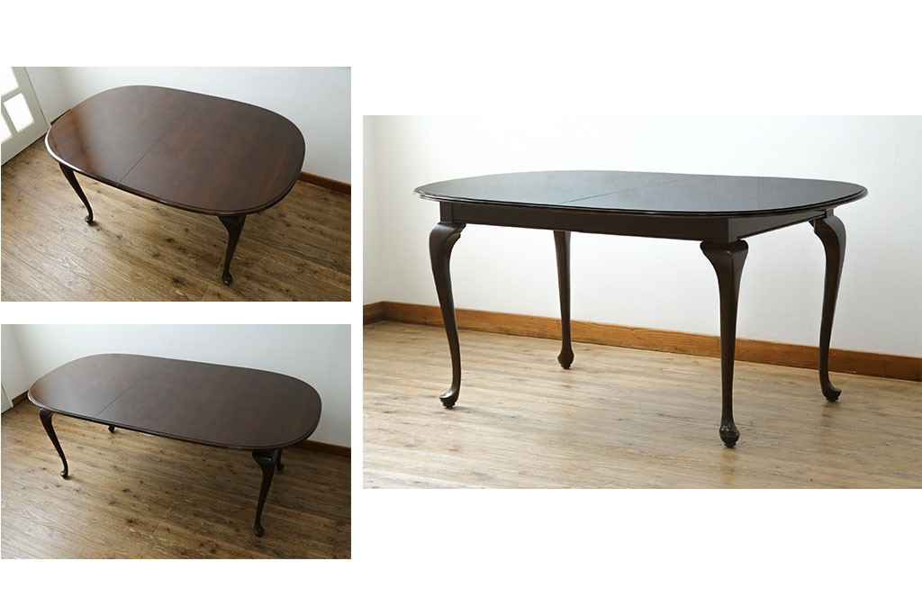 新古　未使用展示品　美品　住宅展示場展示品　ETHAN ALLEN(イーセンアーレン)　猫脚がおしゃれなエクステンションテーブル　(R-084510)