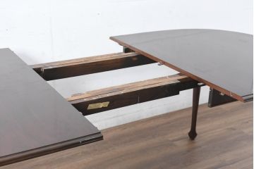 中古　美品　住宅展示場展示品　ETHAN ALLEN(イーセンアーレン)　猫脚がおしゃれなエクステンションテーブル(ドローリーフテーブル、4人掛けダイニングテーブル、6人掛け)(R-084510)