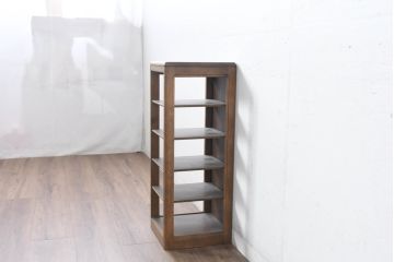 中古　美品　カリモク家具(karimoku)　洗練されたデザインが上品な5段シューズラック(収納棚、玄関収納、靴棚、スリッパラック)(R-084518)