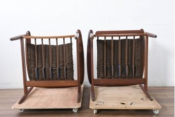 デンマークビンテージ　France&Son(フランス&サン)　Grete Jalk(グレーテ・ヤルク)デザイン　チーク材　1人掛けソファ2脚セット　(R-084524)