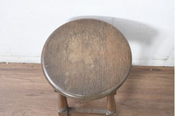 中古　横浜クラシック家具　ノックオンウッド(knockonwood)　Hand Made　重厚感のあるスツール(板座チェア)(R-084528)