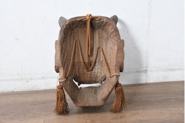 【簡易リペア限定品】　和製ビンテージ　特大サイズ!!　高さ約45cm　神代杉　魂を射抜く眼光が目を惹かれる玉眼入り般若の木彫り　(R-084532)